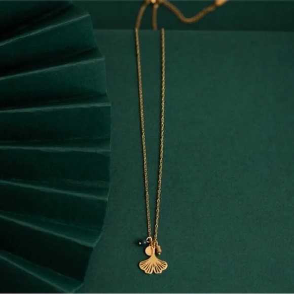 2 LEFT! Gold Leaf Necklace Charm Boho Minimalist - Picture 10 of 10